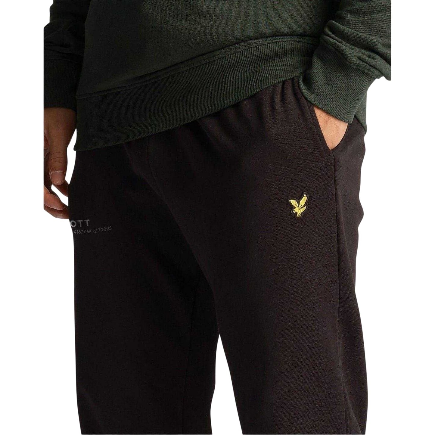 Jet Black - Side - Lyle & Scott Mens Fleece Joggers