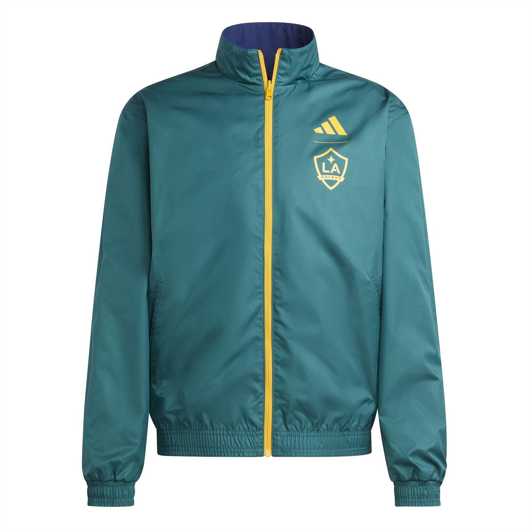Dark Blue - Side - Adidas Mens LA Galaxy 3 Stripes Anthem Jacket