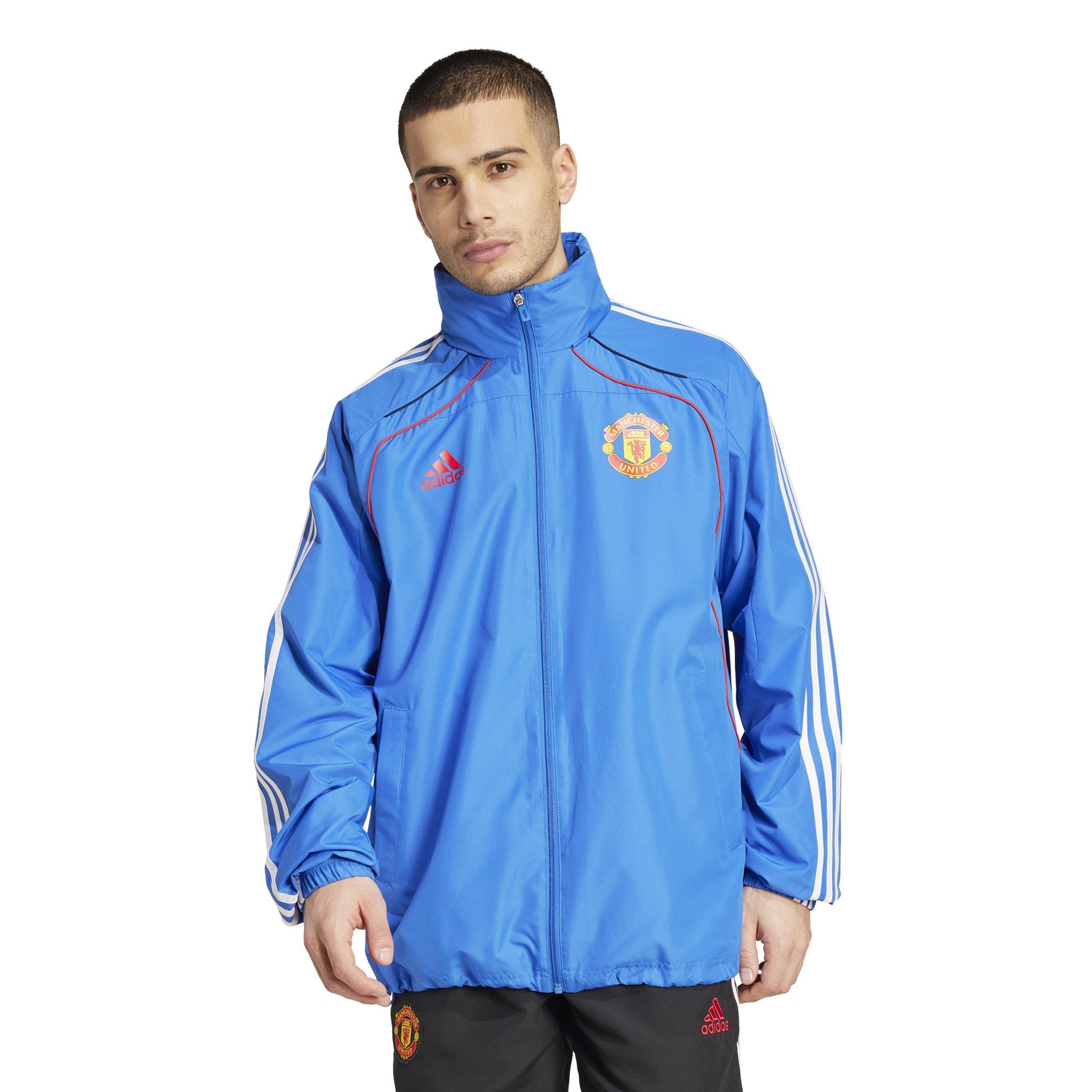Blue - Side - Adidas Mens Manchester United FC Hooded Jacket