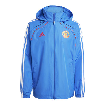 Blue - Front - Adidas Mens Manchester United FC Hooded Jacket
