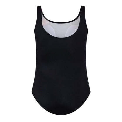 Black - Back - Zoggs Womens-Ladies Floral Scoopback One Piece Swimsuit