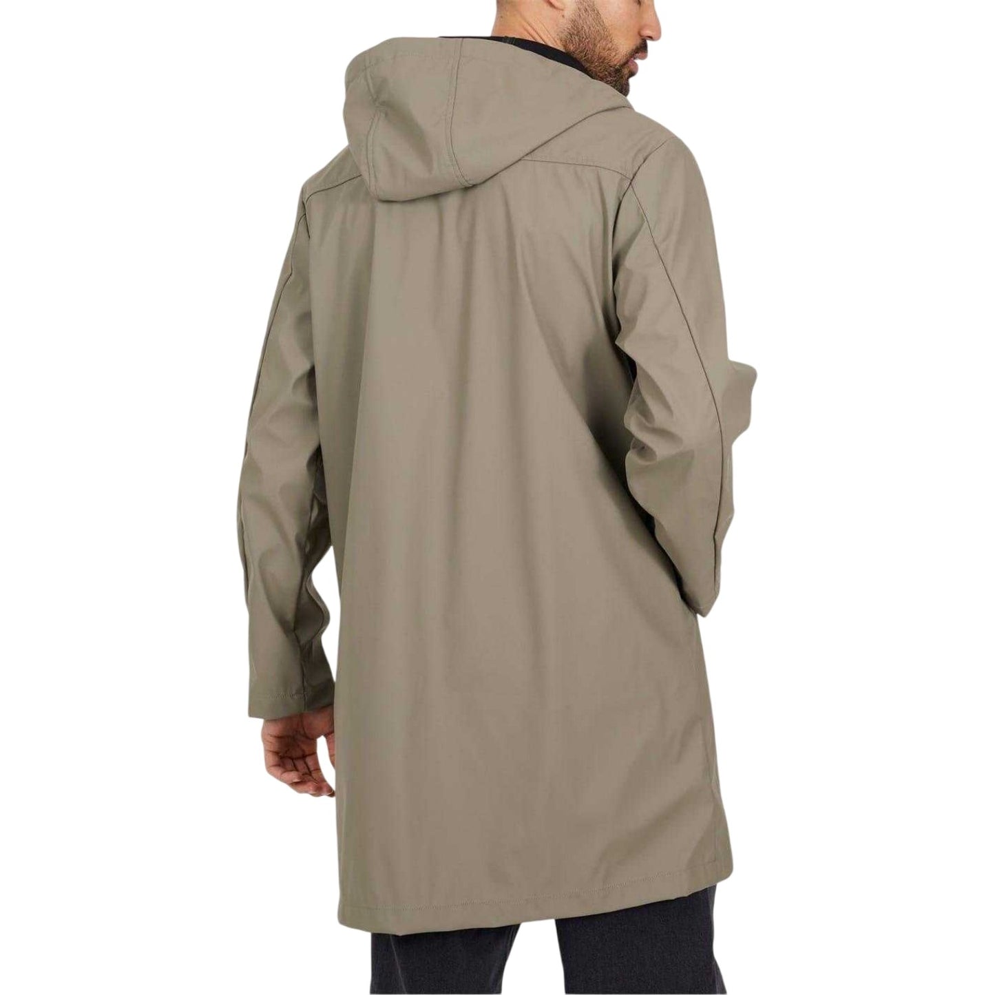 Taupe - Back - Brave Soul Mens Rubberised Parka