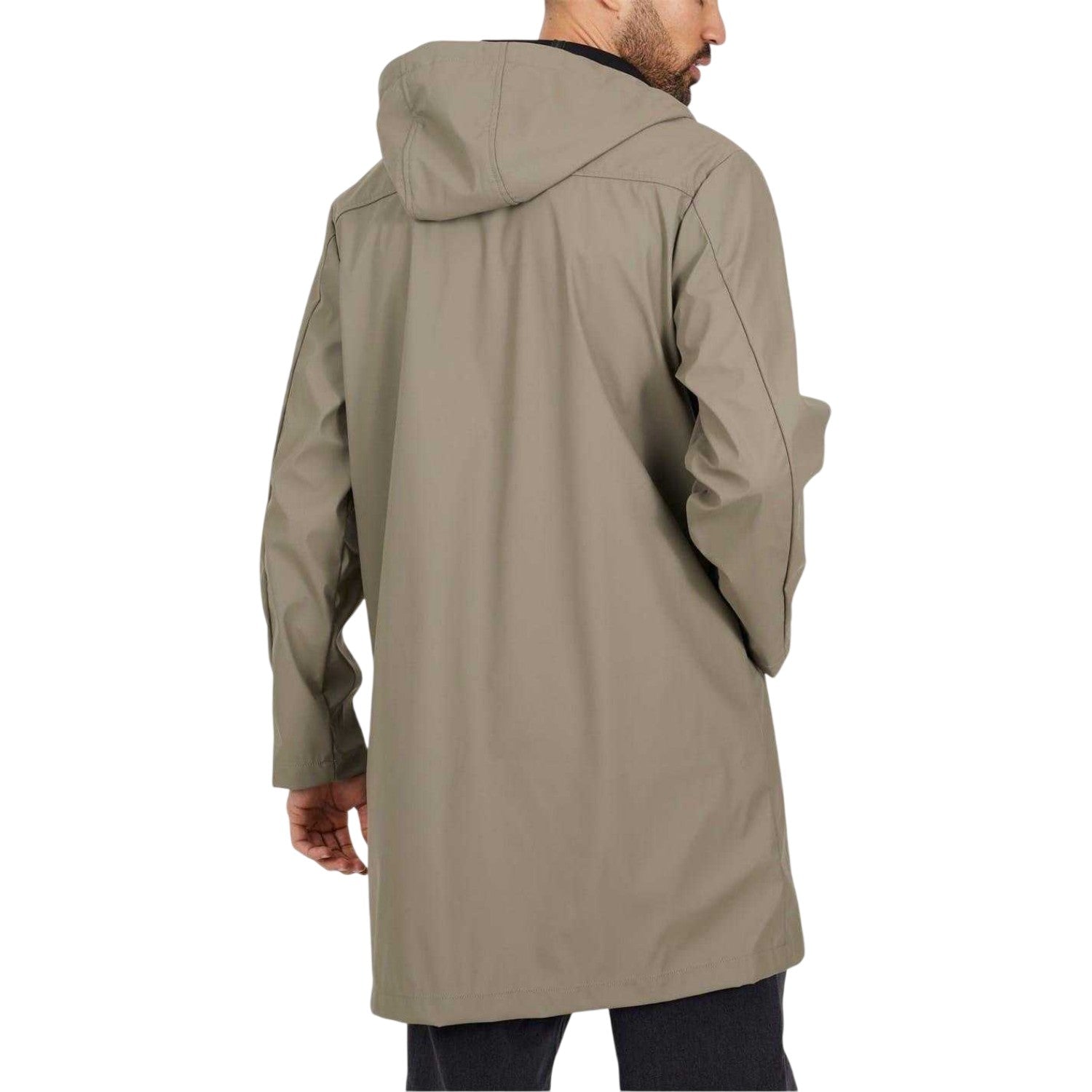 Taupe - Back - Brave Soul Mens Rubberised Parka