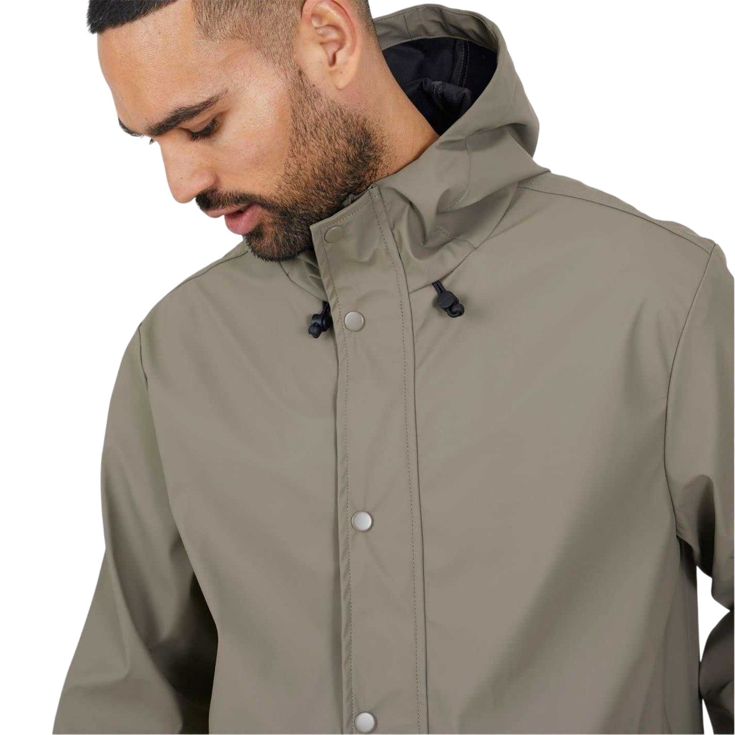 Taupe - Side - Brave Soul Mens Rubberised Parka