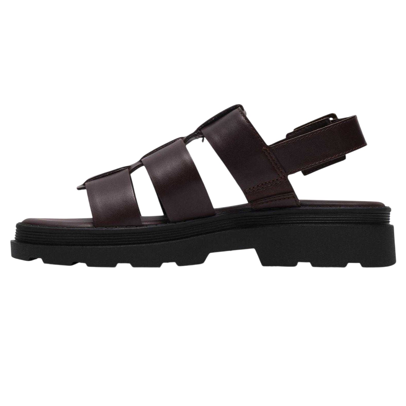 Dark Brown - Lifestyle - Clarks Womens-Ladies Orinoco3 Fisherman Leather Chunky Sole Flat Sandals