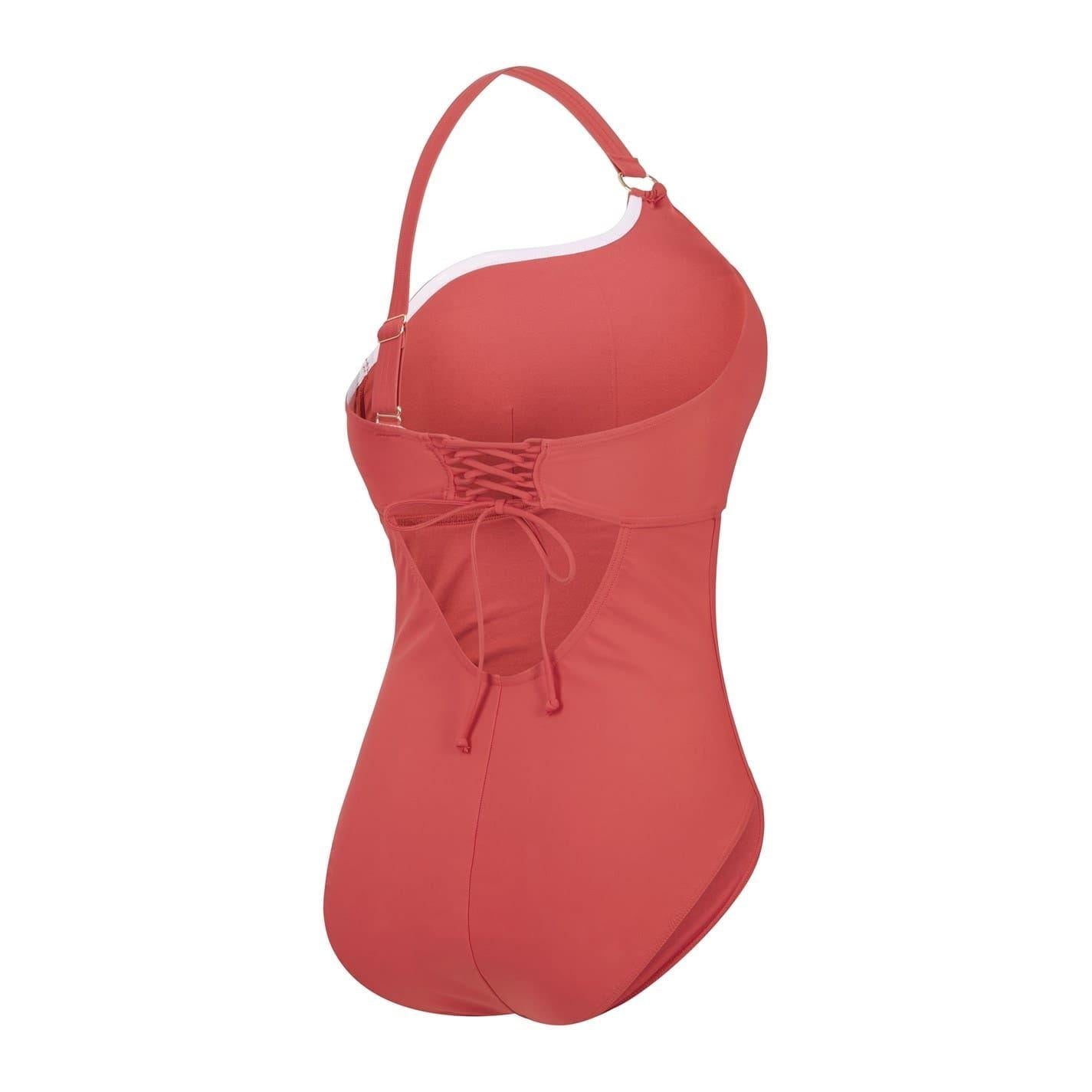 Brown - Back - Speedo Womens-Ladies Asymmetric One Piece Swimsuit