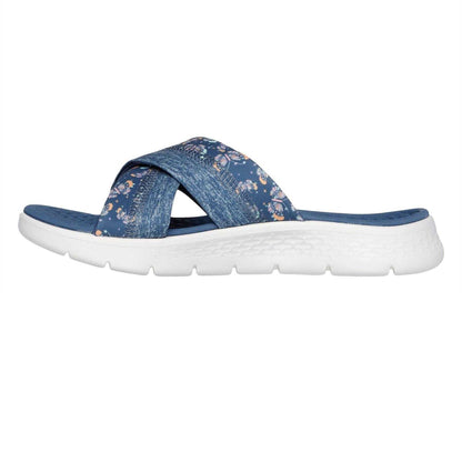 Navy-Red - Back - Skechers Womens-Ladies Go Walk Flat Sandals