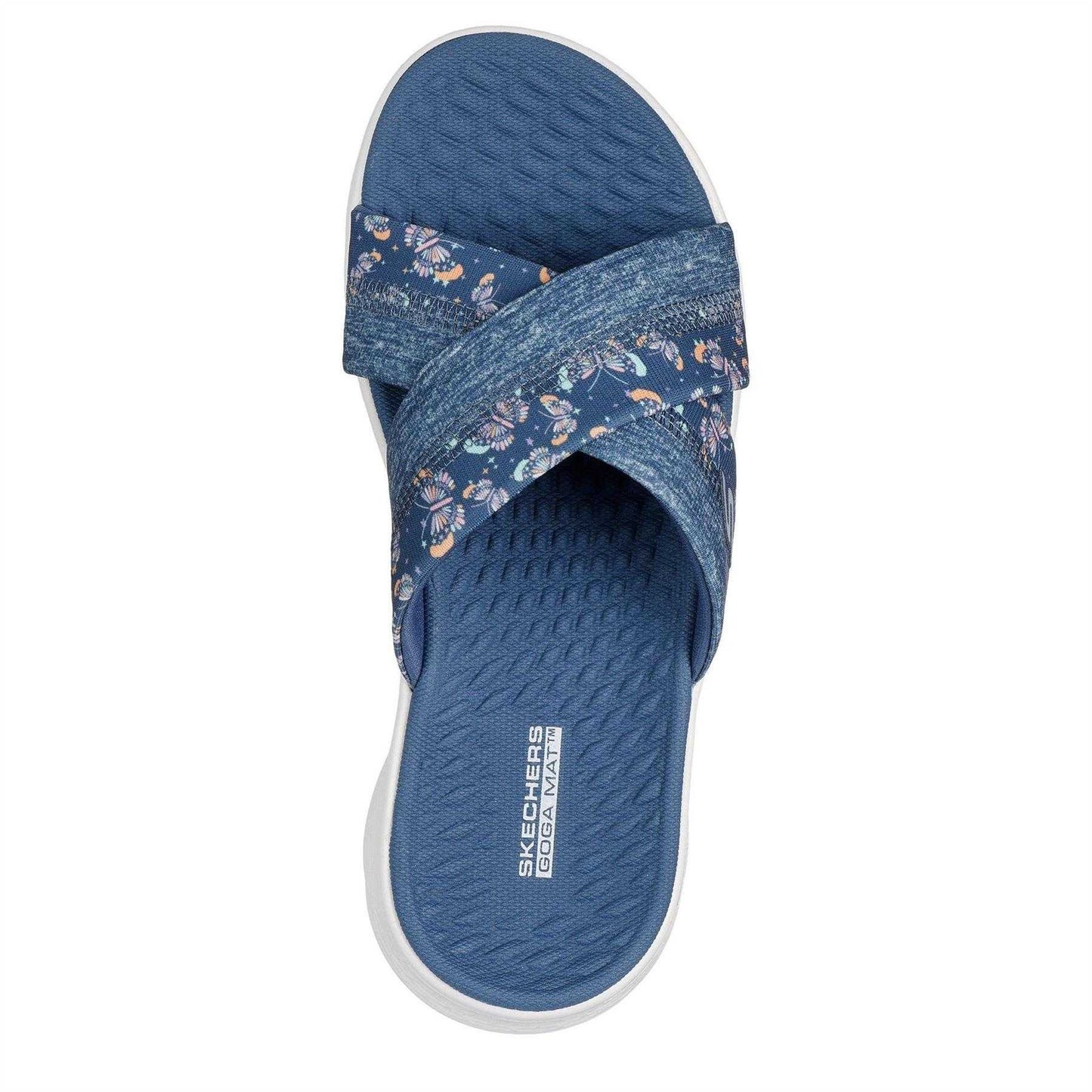 Navy-Red - Side - Skechers Womens-Ladies Go Walk Flat Sandals