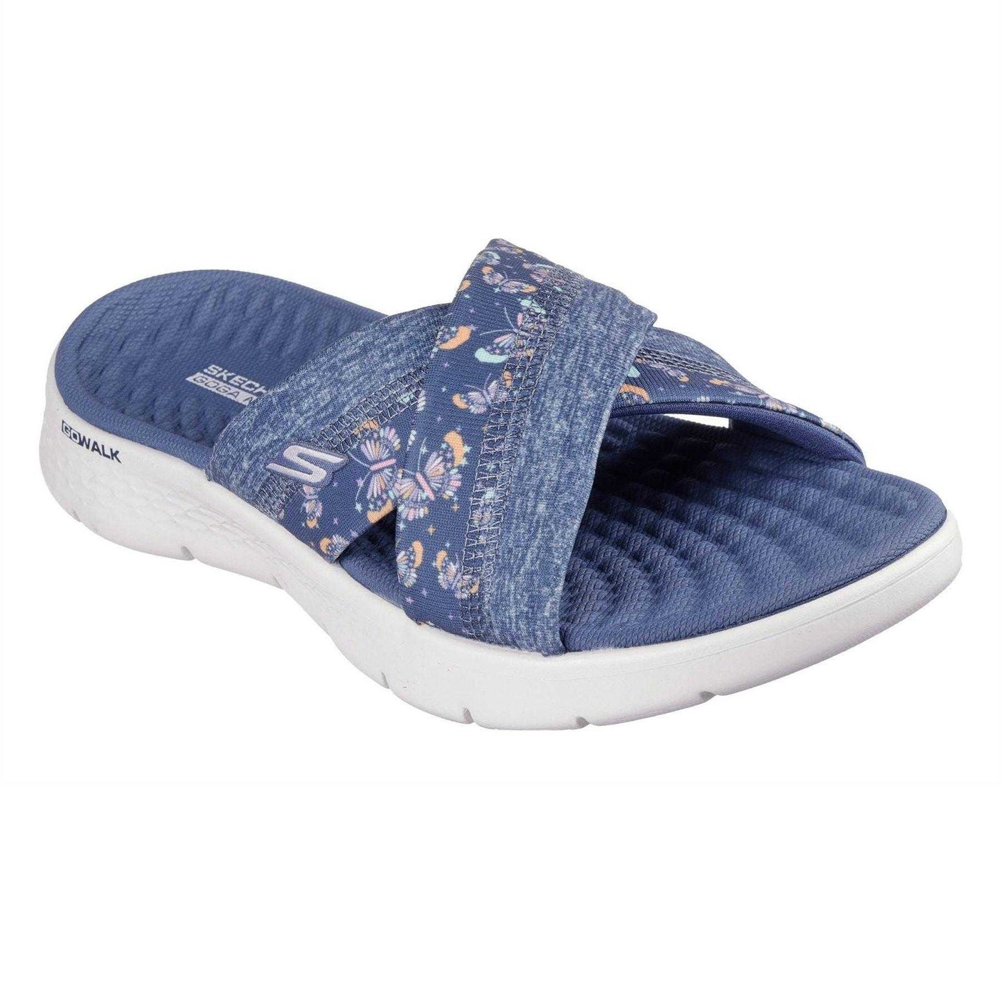Navy-Red - Lifestyle - Skechers Womens-Ladies Go Walk Flat Sandals