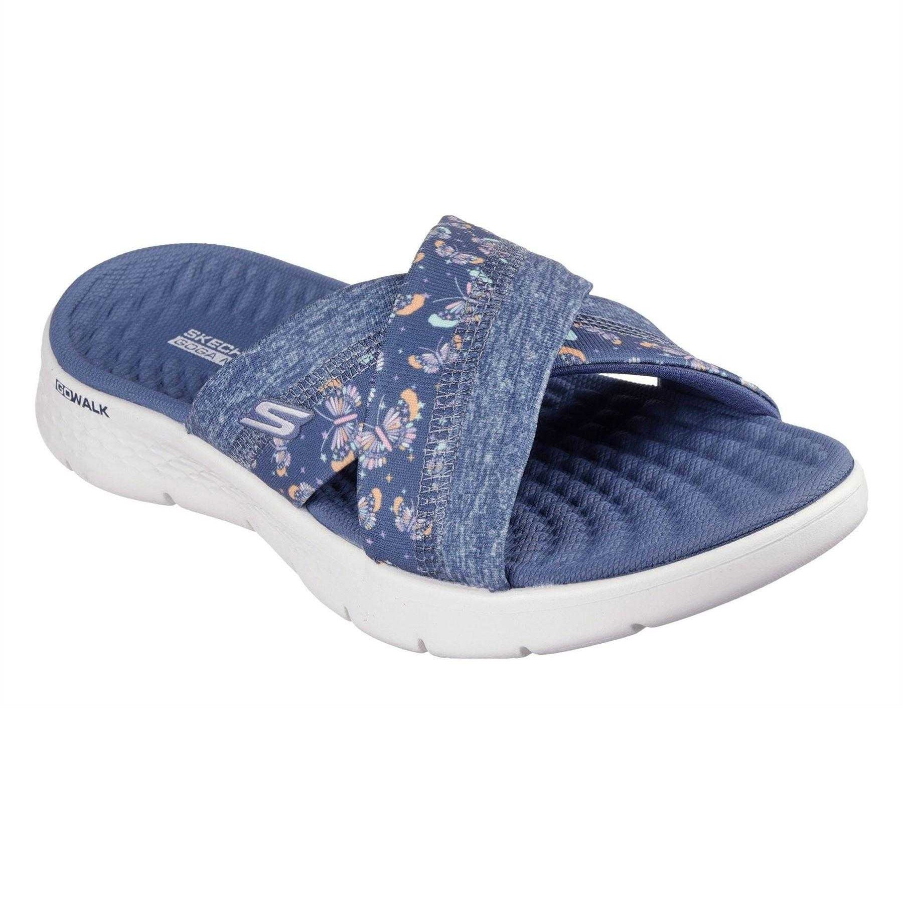 Navy-Red - Lifestyle - Skechers Womens-Ladies Go Walk Flat Sandals
