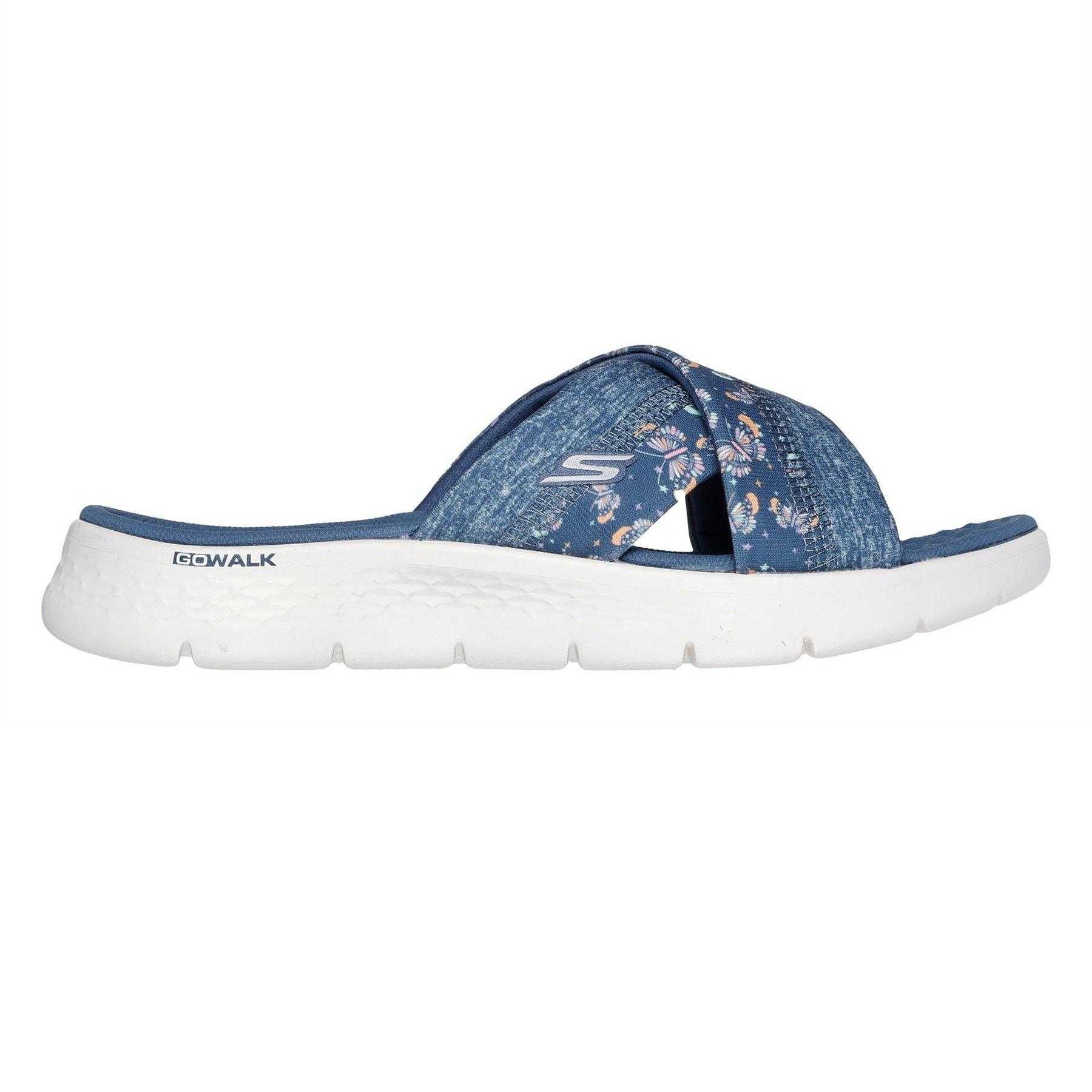 Navy-Red - Front - Skechers Womens-Ladies Go Walk Flat Sandals