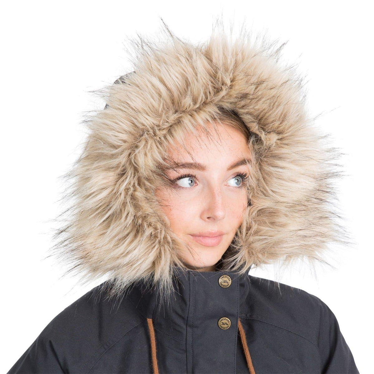 Dark Grey - Side - Trespass Womens-Ladies Faithful Waterproof Parka