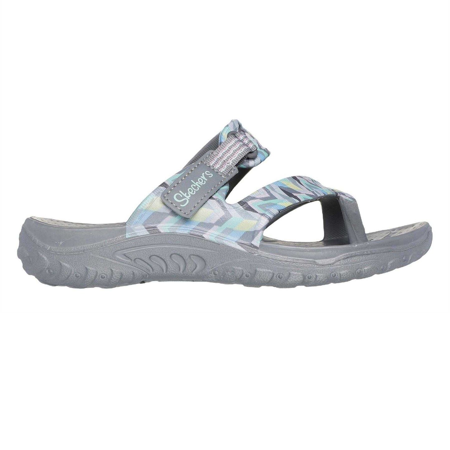 Multicoloured-Grey - Front - Skechers Womens-Ladies Reggae Zig Zag Sandals