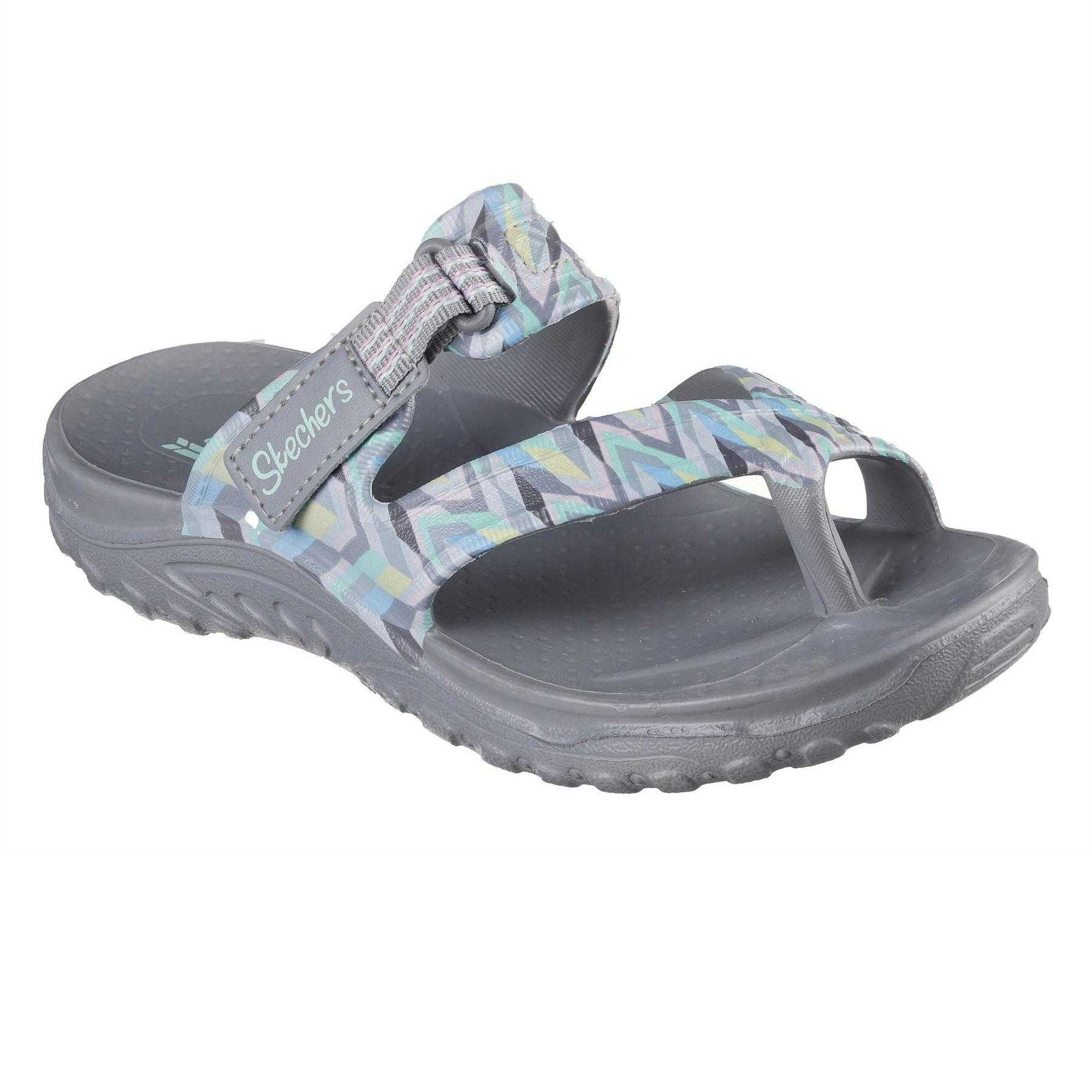 Multicoloured-Grey - Pack Shot - Skechers Womens-Ladies Reggae Zig Zag Sandals