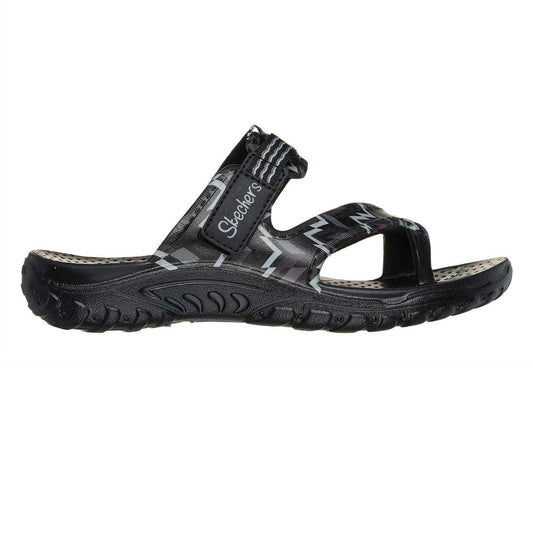 Black-Grey - Front - Skechers Womens-Ladies Reggae Zig Zag Sandals