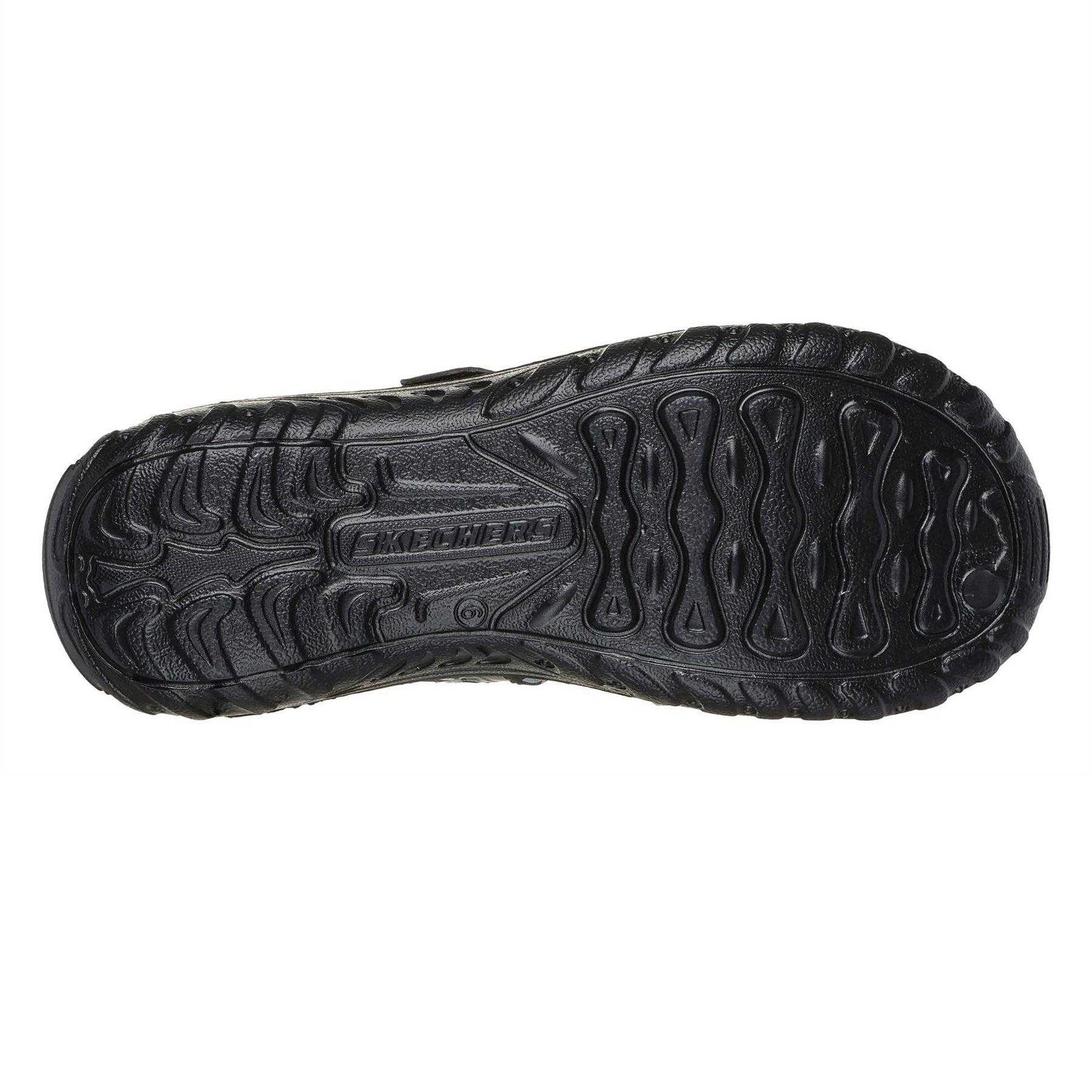Black-Grey - Back - Skechers Womens-Ladies Reggae Zig Zag Sandals