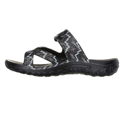 Black-Grey - Side - Skechers Womens-Ladies Reggae Zig Zag Sandals