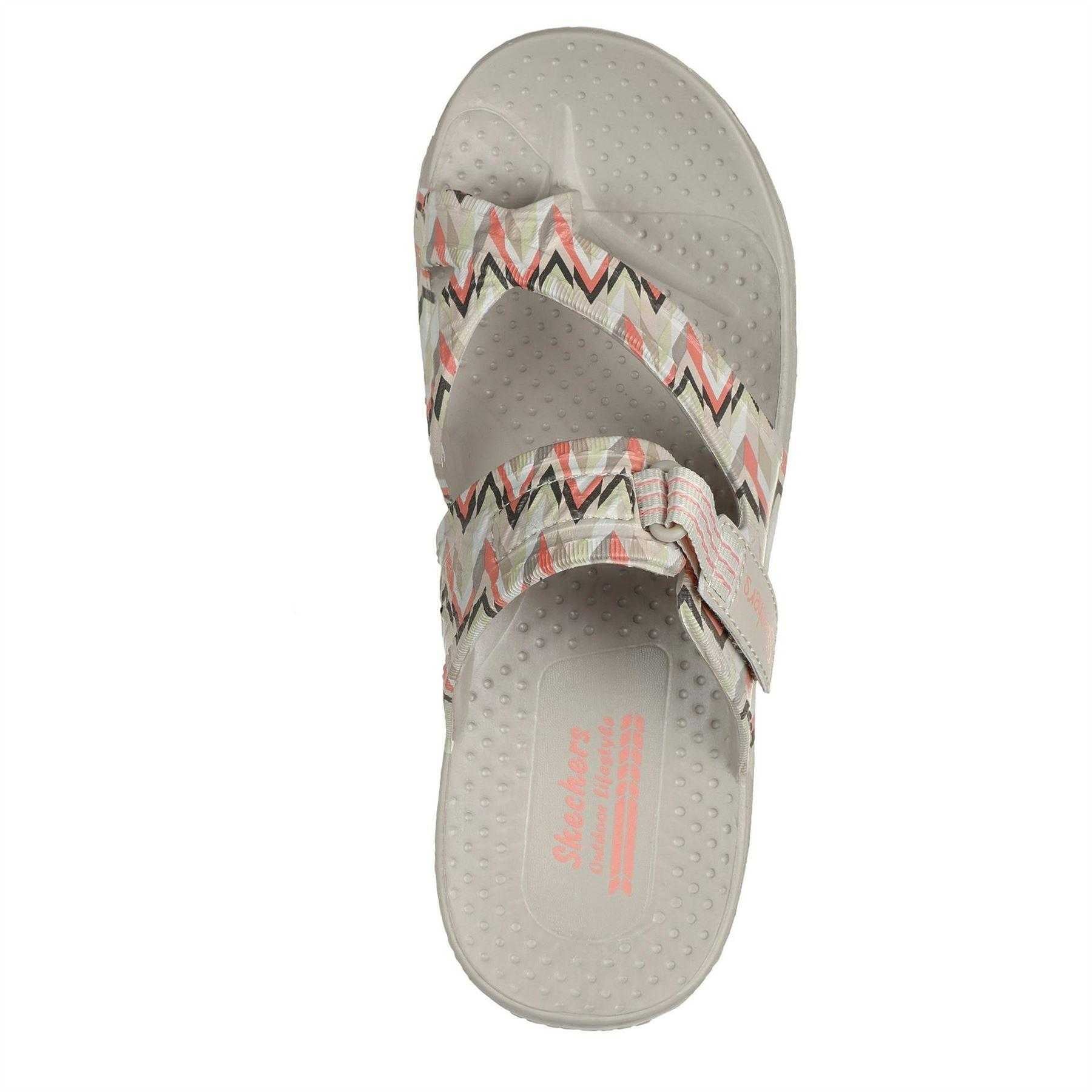 Multicoloured-White - Lifestyle - Skechers Womens-Ladies Reggae Zig Zag Sandals