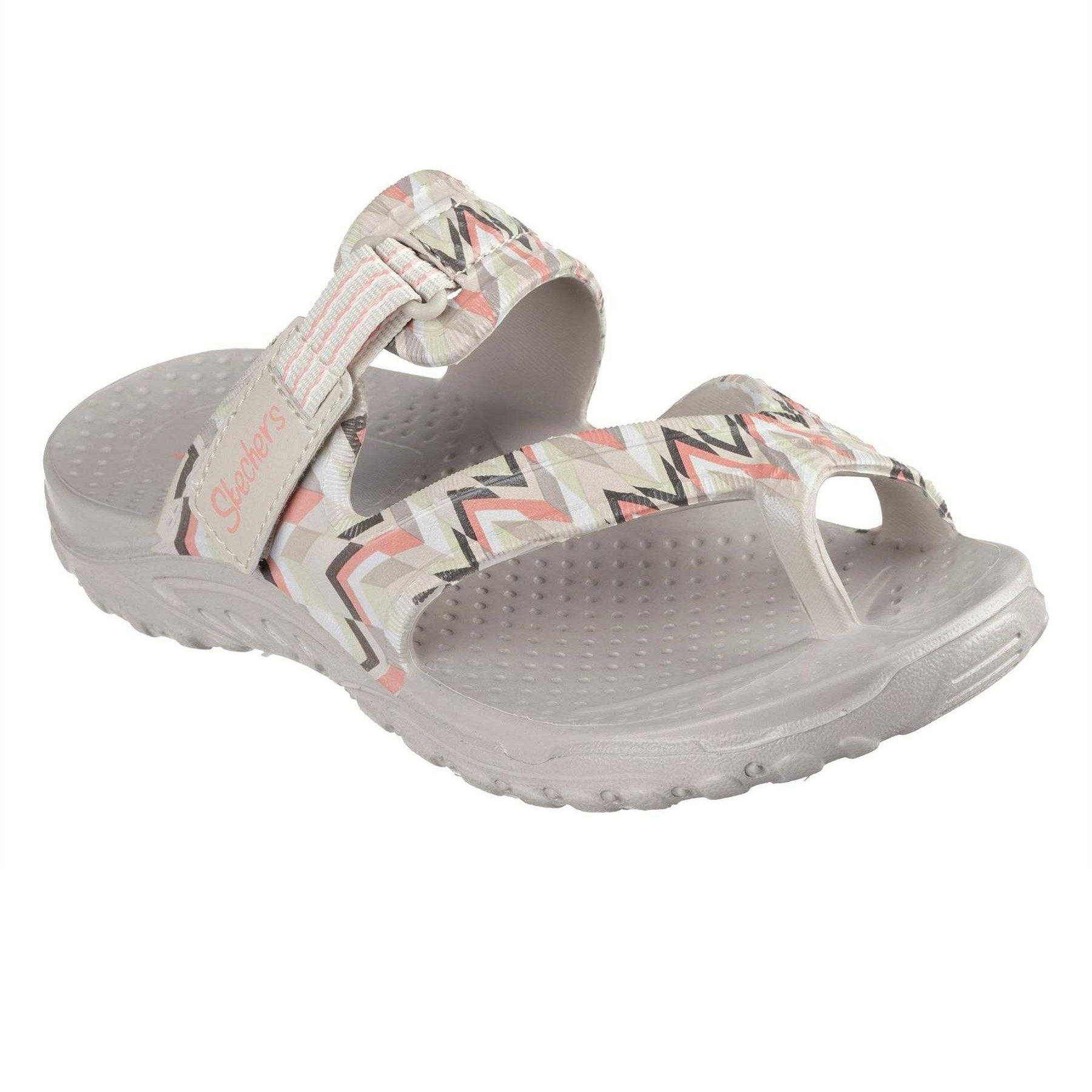 Multicoloured-White - Pack Shot - Skechers Womens-Ladies Reggae Zig Zag Sandals