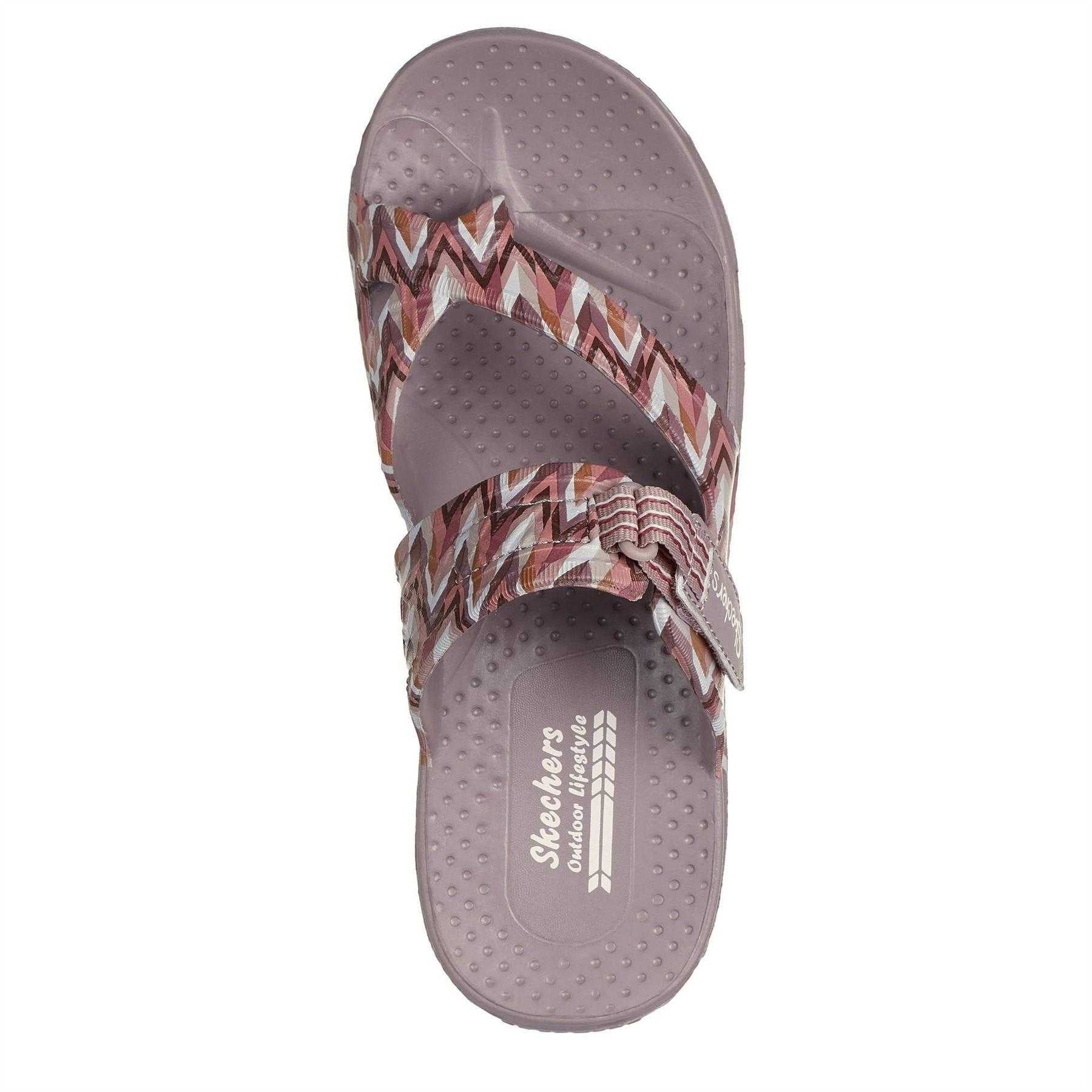 Multicoloured-Pink - Lifestyle - Skechers Womens-Ladies Reggae Zig Zag Sandals