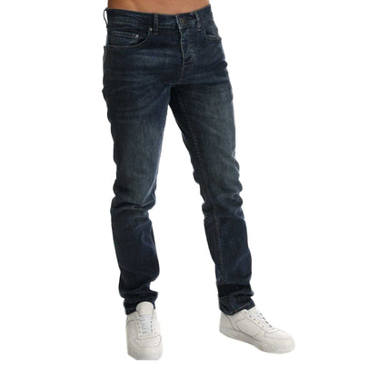 Blue - Front - Weekend Offender Mens Tapered Jeans