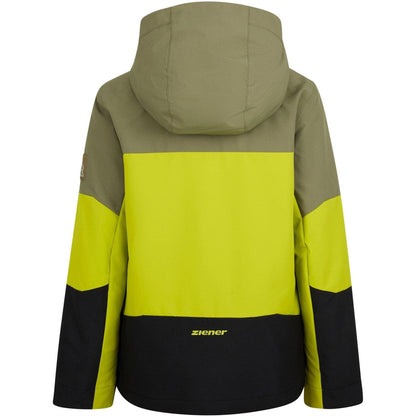 Green-Black Print - Back - Ziener Childrens-Kids Agimo Colour Block Ski Jacket