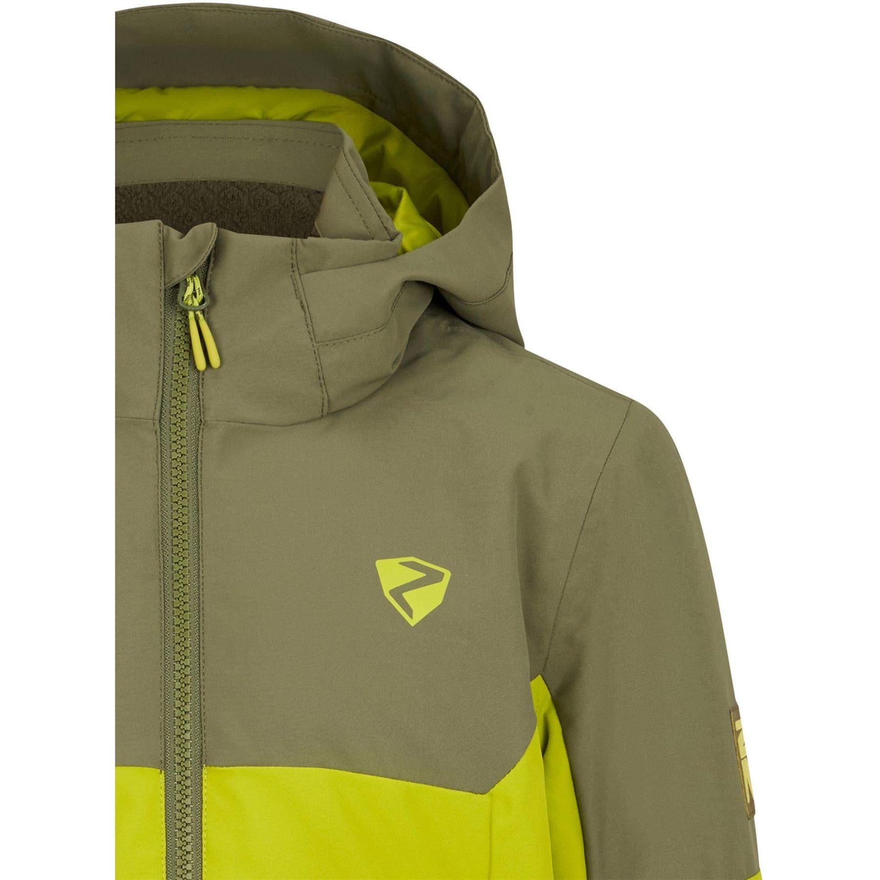 Green-Black Print - Side - Ziener Childrens-Kids Agimo Colour Block Ski Jacket
