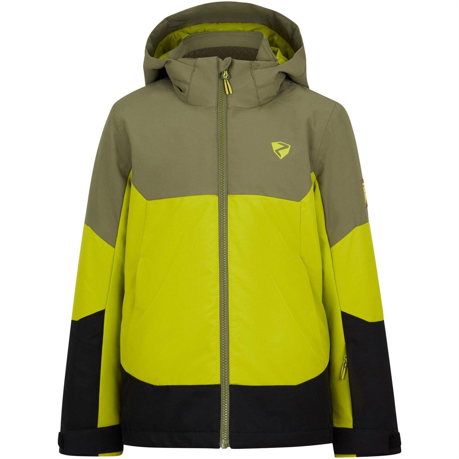 Green-Black Print - Front - Ziener Childrens-Kids Agimo Colour Block Ski Jacket