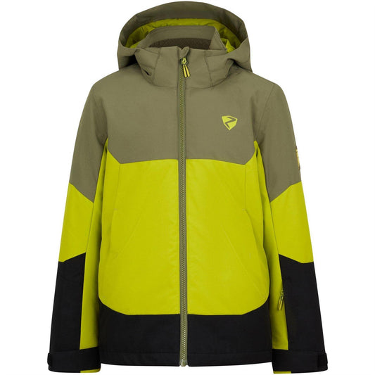 Green-Black Print - Front - Ziener Childrens-Kids Agimo Colour Block Ski Jacket
