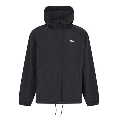 Black - Front - Lacoste Womens-Ladies Drawstring Waterproof Jacket