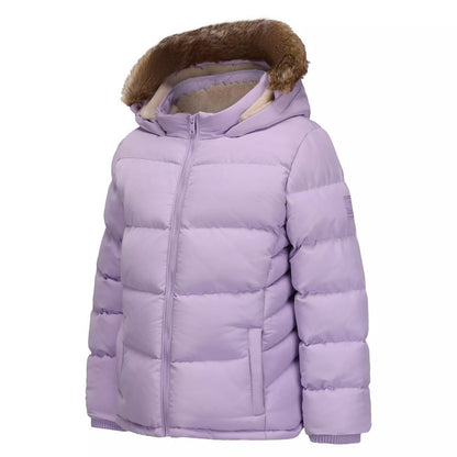 Purple - Side - SoulCal Girls Bubble Zip Pocket Puffer Jacket