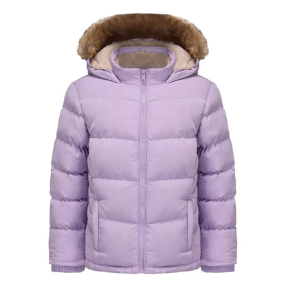 Purple - Front - SoulCal Girls Bubble Zip Pocket Puffer Jacket
