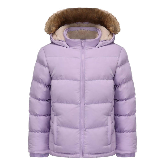 Purple - Front - SoulCal Girls Bubble Zip Pocket Puffer Jacket