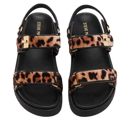 Leopard - Side - Steve Madden Childrens-Kids Open Toe Flat Sandals