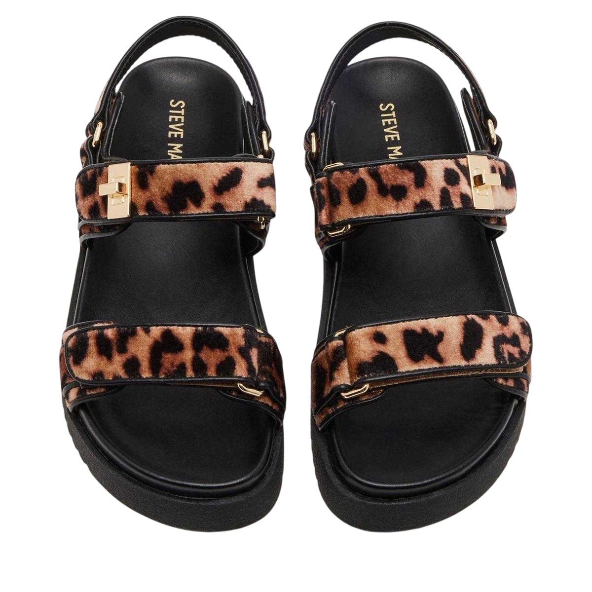 Leopard - Side - Steve Madden Childrens-Kids Open Toe Flat Sandals