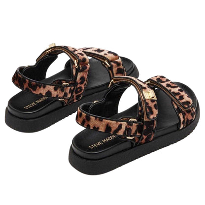Leopard - Back - Steve Madden Childrens-Kids Open Toe Flat Sandals