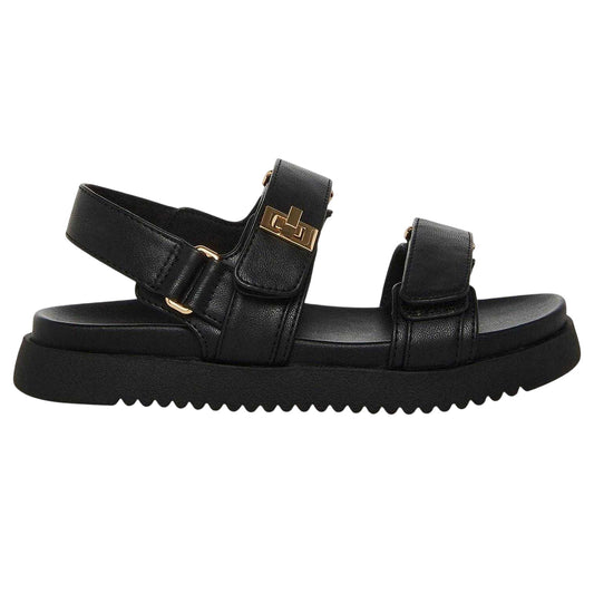 Black - Front - Steve Madden Childrens-Kids Open Toe Flat Sandals