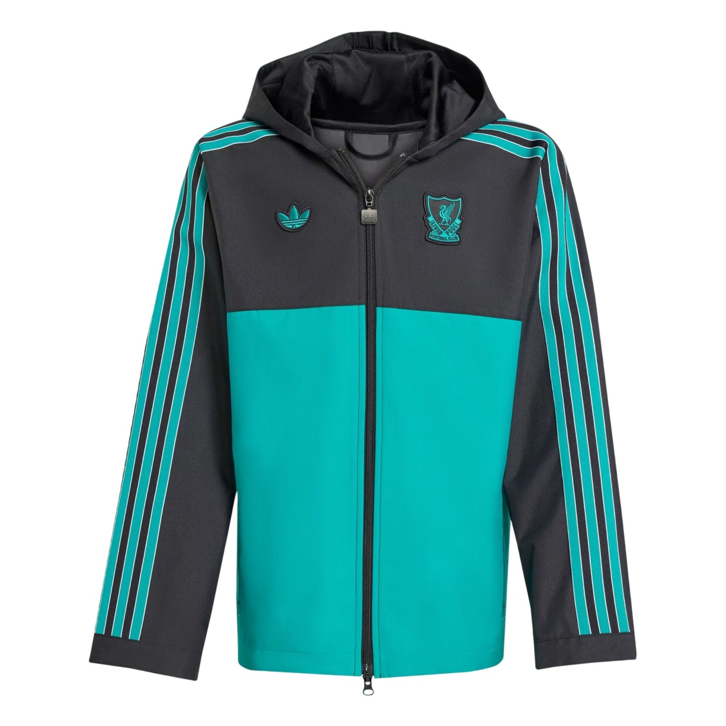 Black-Green - Front - Adidas Childrens-Kids Terrace Icons Liverpool FC Parka