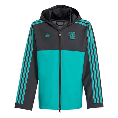 Black-Green - Front - Adidas Childrens-Kids Terrace Icons Liverpool FC Parka