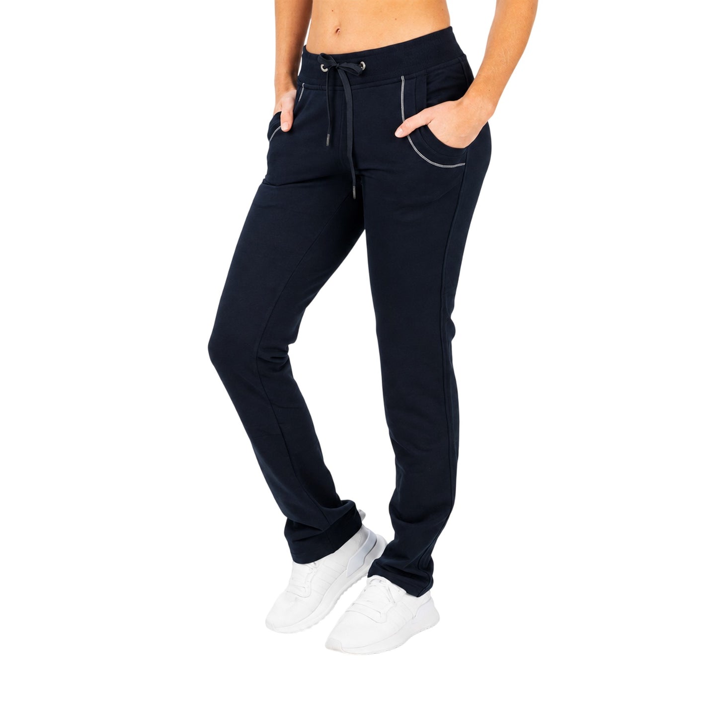 Dark Blue - Front - Sjeng Sports Womens-Ladies Contrast Stitching Regular Sweatpants