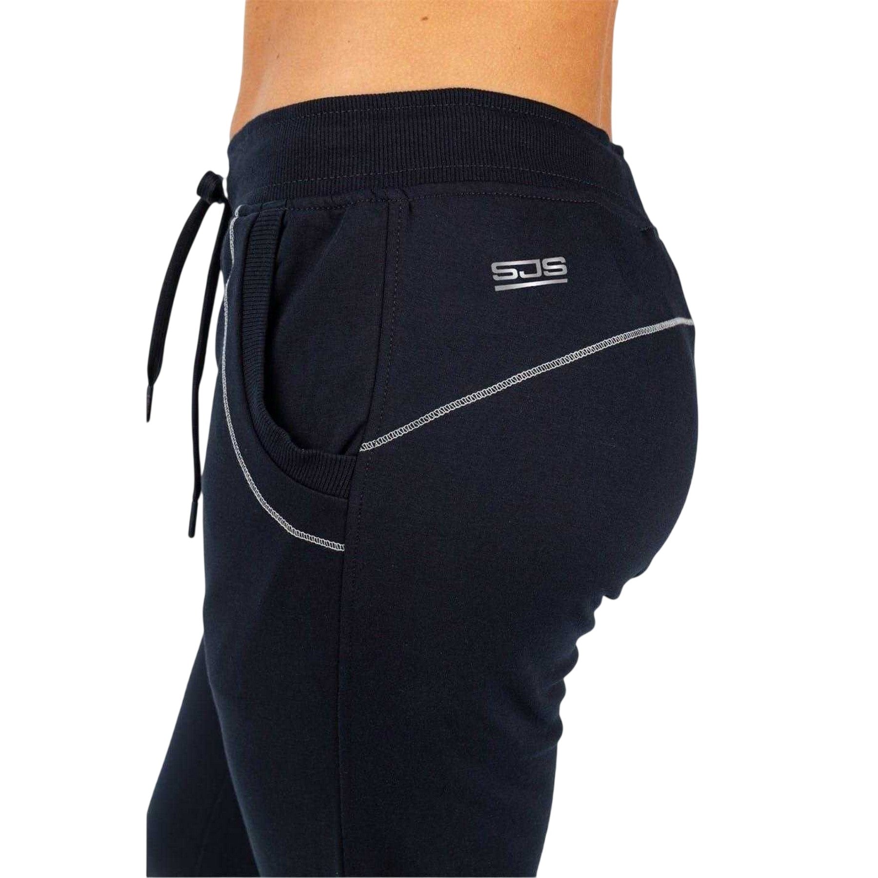 Dark Blue - Side - Sjeng Sports Womens-Ladies Contrast Stitching Regular Sweatpants