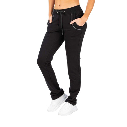 Black - Front - Sjeng Sports Womens-Ladies Contrast Stitching Regular Sweatpants