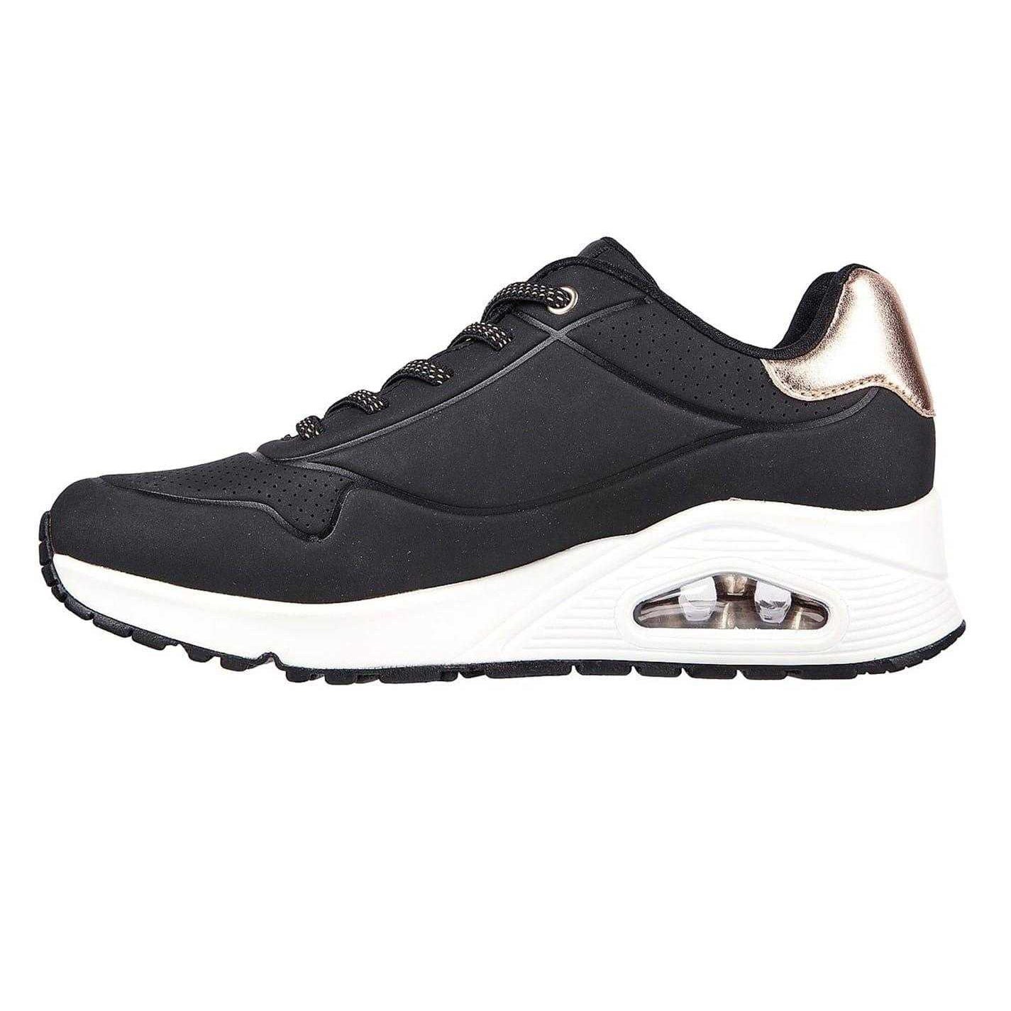 Black - Side - Skechers Womens-Ladies Stand On Air Leopard Print Trainers
