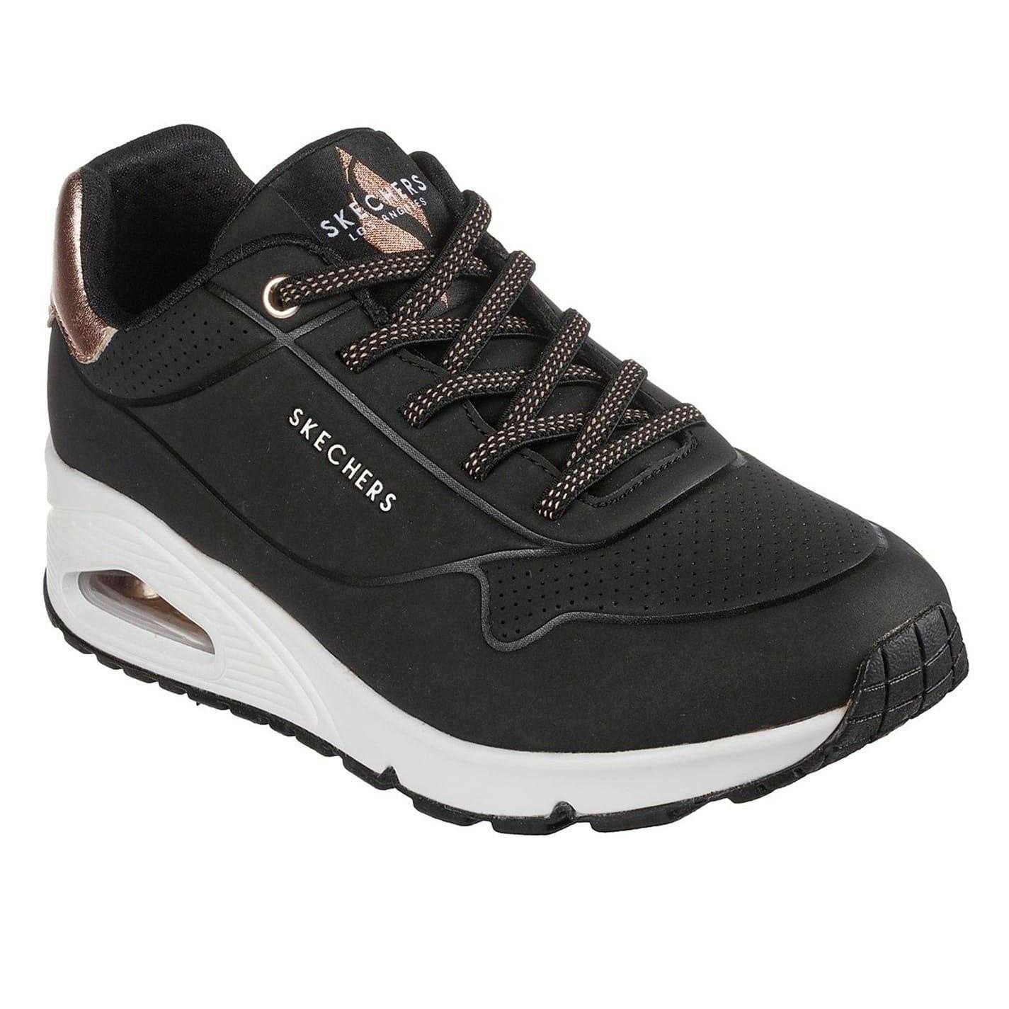 Black - Lifestyle - Skechers Womens-Ladies Stand On Air Leopard Print Trainers