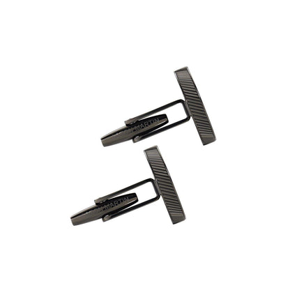 Grey - Side - Aston Martin Mens Enamelled Engraved Logo Cufflinks