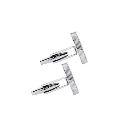 Silver - Side - Aston Martin Mens Enamelled Engraved Logo Cufflinks