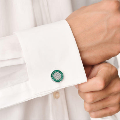 Silver - Lifestyle - Aston Martin Mens Enamelled Engraved Logo Cufflinks