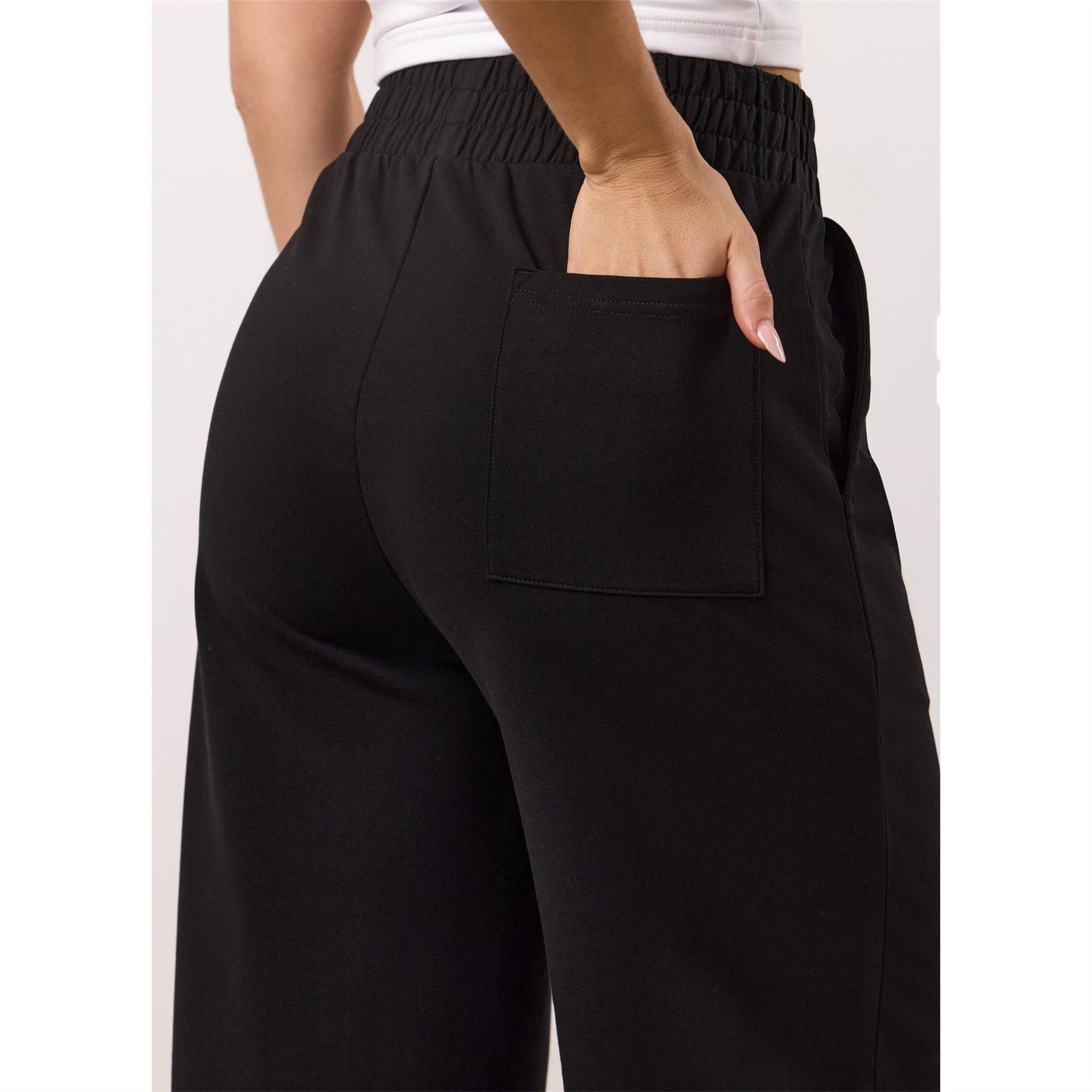 Black - Pack Shot - Gym King Womens-Ladies Straight Leg Jogging Bottoms
