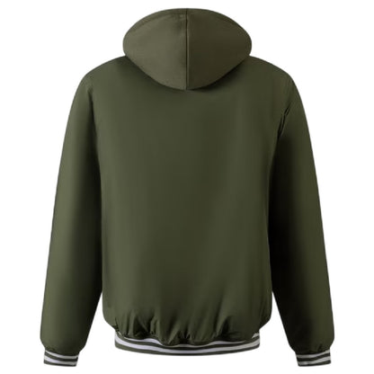 Khaki - Back - Minoti Mens Detachable Hood Baseball Bomber Jacket