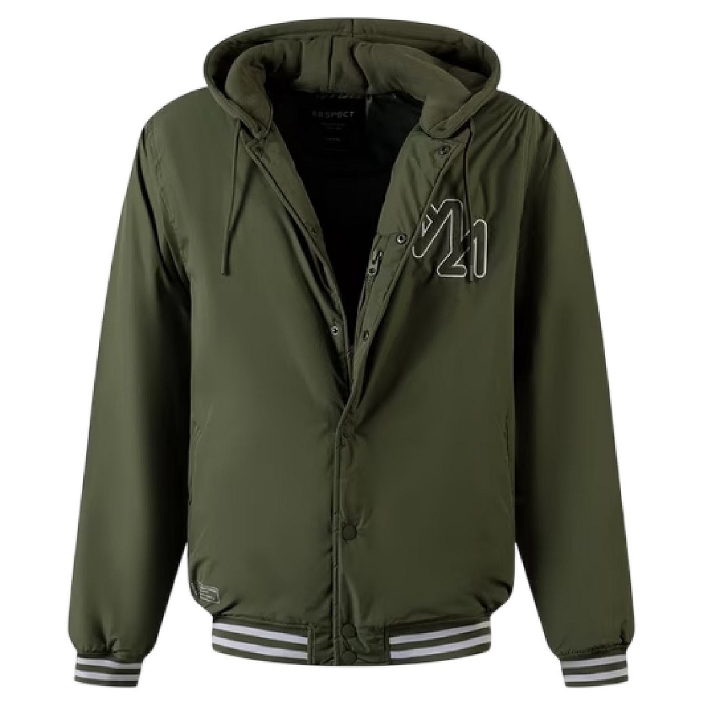 Khaki - Side - Minoti Mens Detachable Hood Baseball Bomber Jacket
